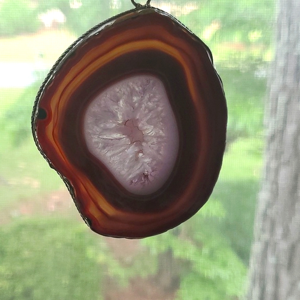 Agate Geode Crystal - Statement Pendant - Picture 4 of 11